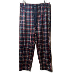 IZOD Men's Plaid Fleece Pajama Pants Bottoms Blue Red Lounge Size L